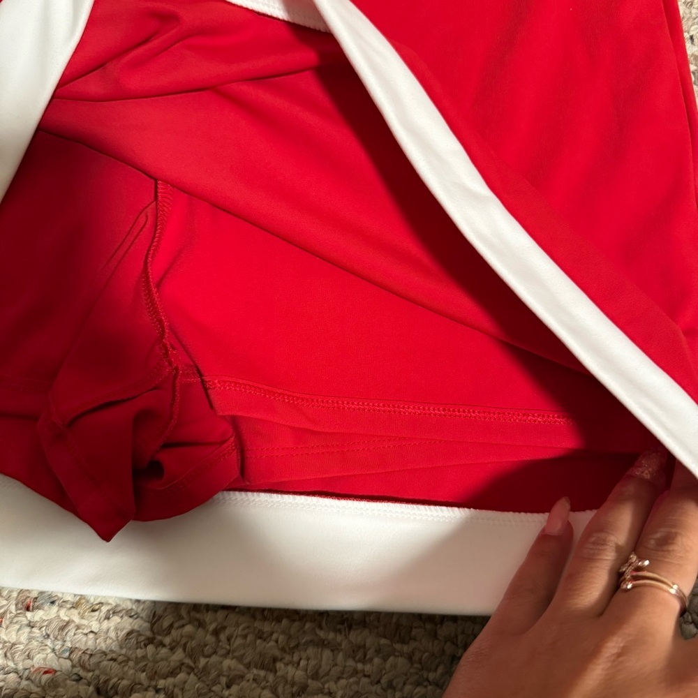 NWT Express Skirt Skort Two Piece Set Red White- Size Small Medium - Picture 5 of 9
